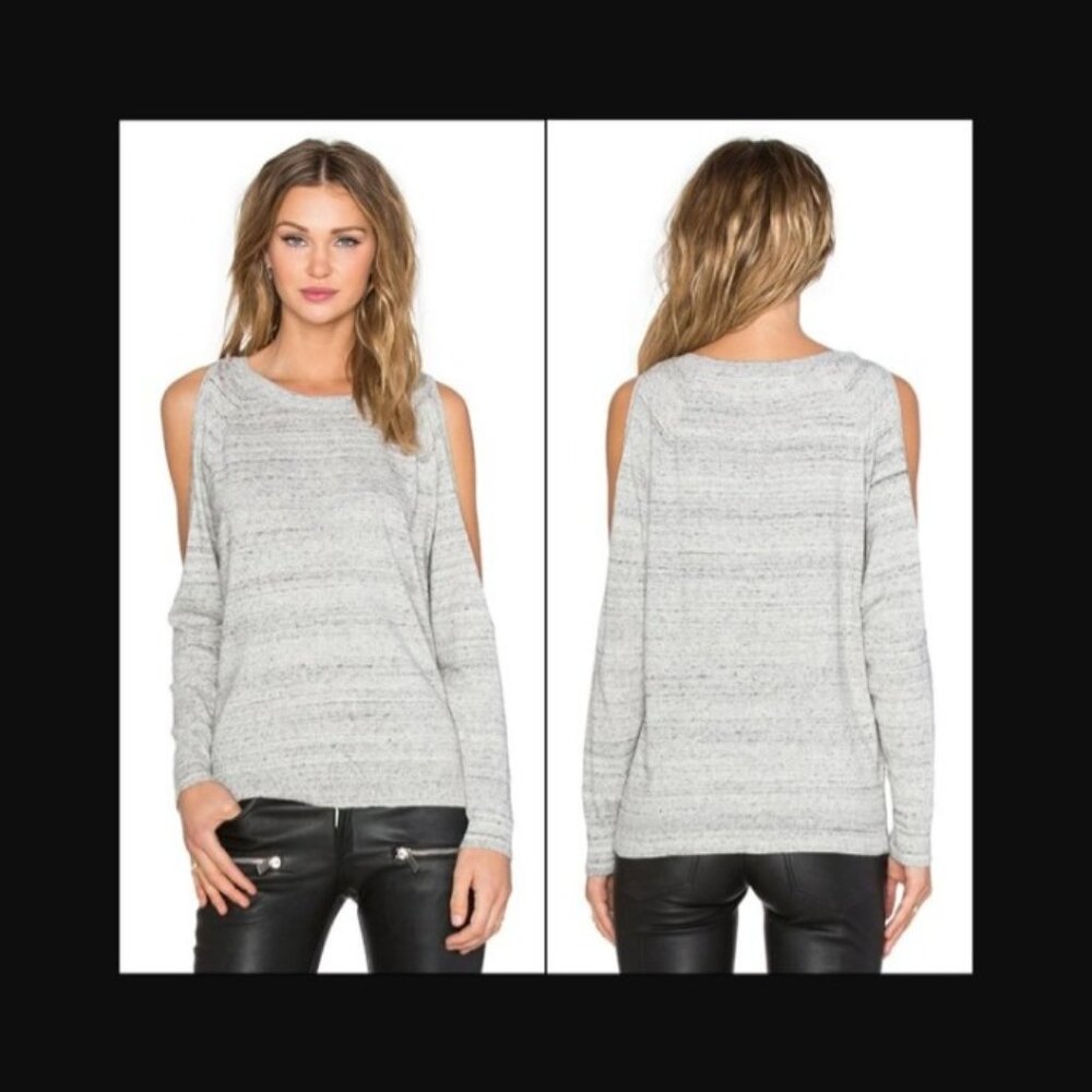 Bailey 44 Grey heather Olympus Cold Shoulder Arm Sweater sz S  /B17